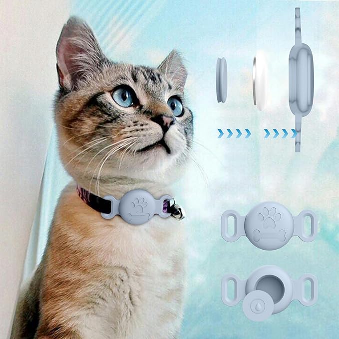Vancle at Case for Dog Collar, Waterproof Apple Air Tag Protective Holder GPS Tracking Finder for Pet, Silicone Case for Dog Collar Cat Loop Holder Pet Accessories