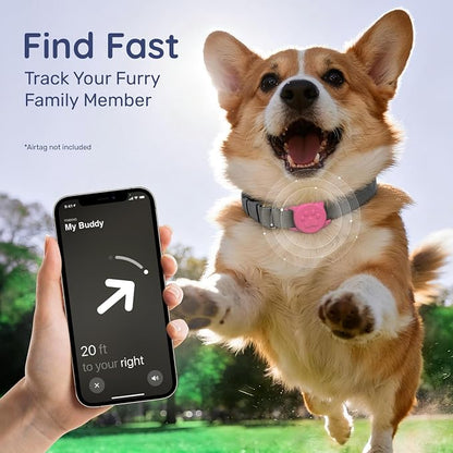 IP68 Waterproof Dog AirTag Holder for Dog Collar, Soft, Stretchy Silicone | Full-Body Protection, Easy Tool-Free Installation, Quiet, No-Dangle Fit, Lightweight, Fits Dog & Cat Collars of All Widths
