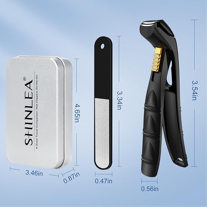 SHINLEA Nail Clippers for Seniors Thick Toenail, Professional Fingernail Toenail Clippers with Catcher, Sharp Wide Opening and Long Handle Nail Cutter for Men Women, Black