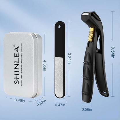 SHINLEA Nail Clippers for Seniors Thick Toenail, Professional Fingernail Toenail Clippers with Catcher, Sharp Wide Opening and Long Handle Nail Cutter for Men Women, Black