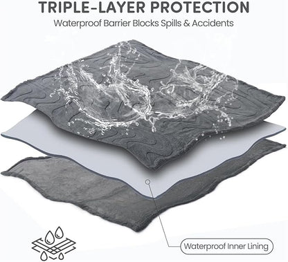 Waterproof Dog Blanket for Couch – Double Sided Washable Cat Puppy Blanket, Durable Furniture Protector for Dogs and Cats, Grey L(60×50)"