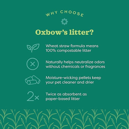 Oxbow Eco Straw Wheat Straw Litter for Small Animals, Low Dust, Rabbit, Guinea Pig, Ferret, & Cat Litter, Oxbow, Moisture Wicking Pellets for Guinea Pig, Made in USA, 20 lb. Bag