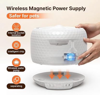 Red Dot Award Cat Water Fountain 1.8L/60oz, Ultra-Quiet Water Pump, Water-Electric Separation & Low Water Auto Shut Off for Cats Small Dogs