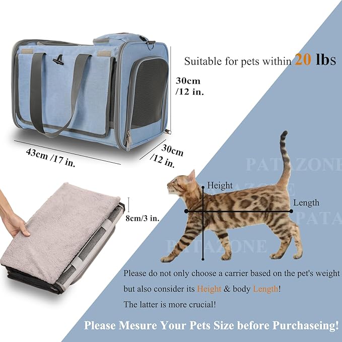 Small Dogs Carriers Soft Airline Approved Cats Carrier for Puppy Travel Bag Softsides Puppy Carry,Soft-Sided,Pets Small Animals Rabbits Bunny Outdoor (Blue2)