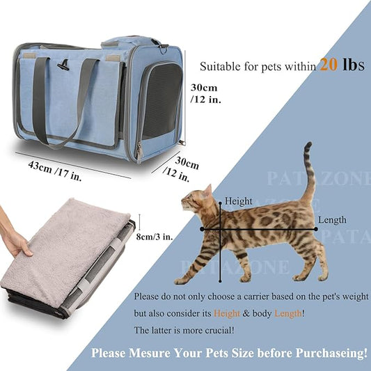 Small Dogs Carriers Soft Airline Approved Cats Carrier for Puppy Travel Bag Softsides Puppy Carry,Soft-Sided,Pets Small Animals Rabbits Bunny Outdoor (Blue2)