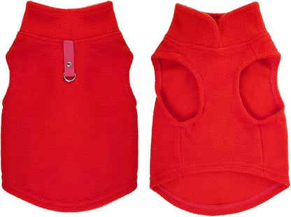 Rbenxia 4 Piece of Rose Red Dog Sweater with Leash Ring Soft Fleece Vest Dog Pullover Warm Jacket Pet Dogs Clothes Winter Dogs Outfits for Small Puppy Cat Pets (Rose Red+Red+Blue+Purple, Small)