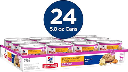 Hill's Science Diet Adult 7+ Small & Mini Wet Dog Food, Chicken & Barley, 5.8 oz. Cans, 24-Pack