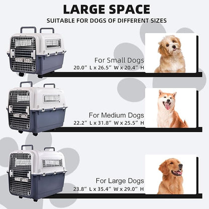 Elevon Plastic Kennels, Plastic Dog Crate, Airline Approved Pet Carrier for Dogs and Cats Longer Traveling, XL