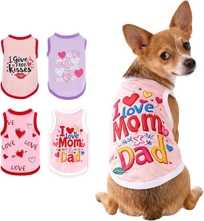 Topbuti 4 Pack Dog Shirts Summer Pet T Shirts Puppy Clothes Dog Clothing Breathable Cat Sleeveless Vest for Small Dogs Cats (Large, Love)