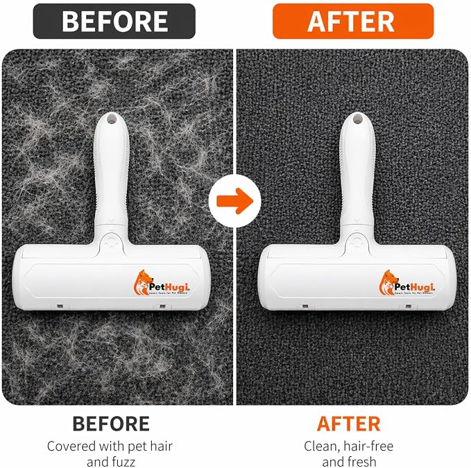 Reusable Pet Hair Remover Roller for Couch & Furniture – Self Cleaning Lint Roller for Dog & Cat Hair, Washable Pet Hair Cleaner for Carpet, Sofa & Bedding