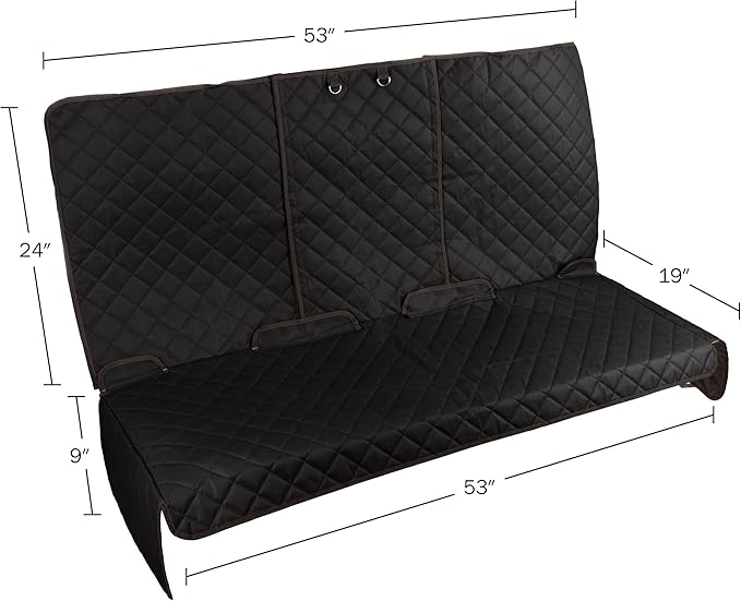 Dog Car Seat Cover for Back Seat - Water-Resistant Car Seat Protector for Cars, Trucks, and SUVs - Seat Cover Protects from Scratches, Mud, Pet Hair and Accidents - Car Accessories by PETMAKER (Black)