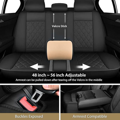 Nilight 5 Car Seat Covers Waterproof Faux Leather Cushions Anti-Slip Universal Fit for 5 Passenger Cars Hyundai Honda Accord Kia Civic Corolla Camry CR-V RAV4 Fusion SUV Truck (Full Set, Black)