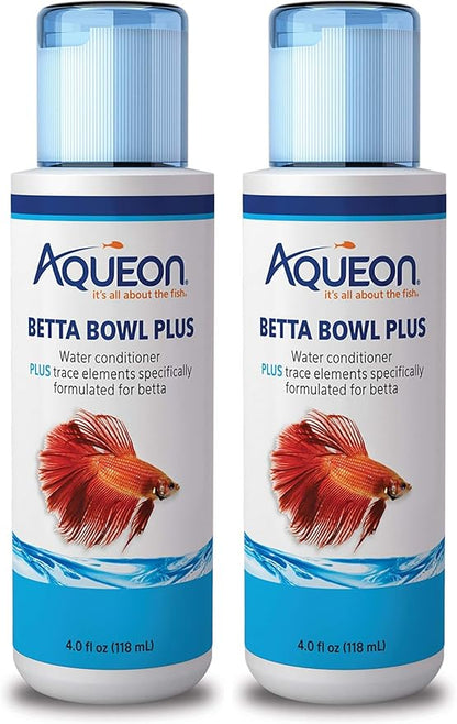 Aqueon Aquarium Fish Tank Betta Bowl Plus Water Conditioner, 4 Ounce (Pack of 2)