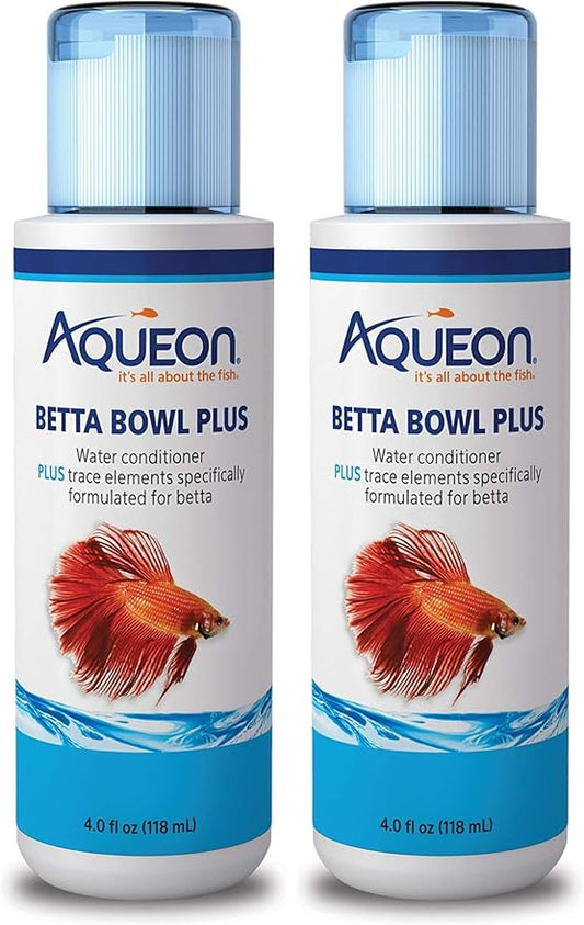 Aqueon Aquarium Fish Tank Betta Bowl Plus Water Conditioner, 4 Ounce (Pack of 2)