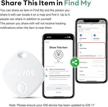 ATUVOS Air Tracker Tag-1 Pack, Bluetooth Luggage Tracker Works with Apple Find My APP (iOS Only, Not for Android), Keys Finder and Item Locator for Luggage, Backpack, Suitcases, Replaceable Battery