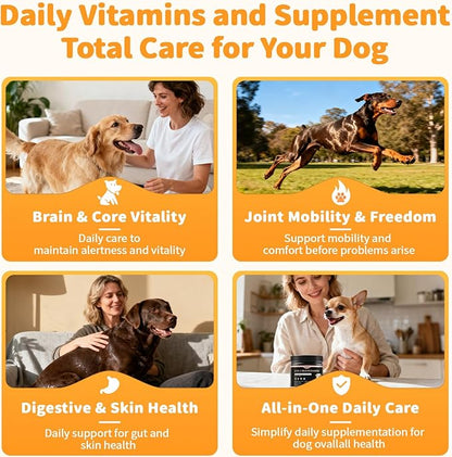 25-in-1 Dog Multivitamin Chews – All-in-One Daily Vitamins & Supplements for Dogs, Joint Support with Glucosamine MSM, Omega-3 Skin & Coat, Gut, Heart & Brain, All Breeds & Ages, Beef, 90Ct