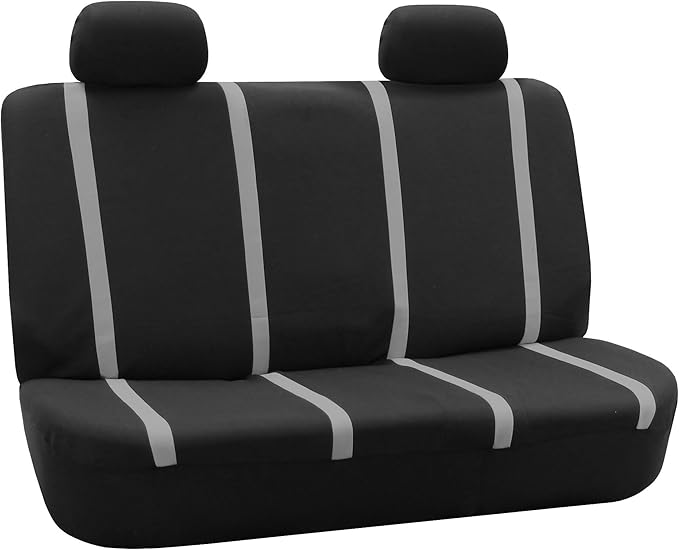 FH Group Car Seat Covers Rear Set Cloth - Car Seat Covers with Removable Headrest,Universal Fit,Automotive SeatCovers,Washable Car SeatCover for SUV,Sedan,Van Gray