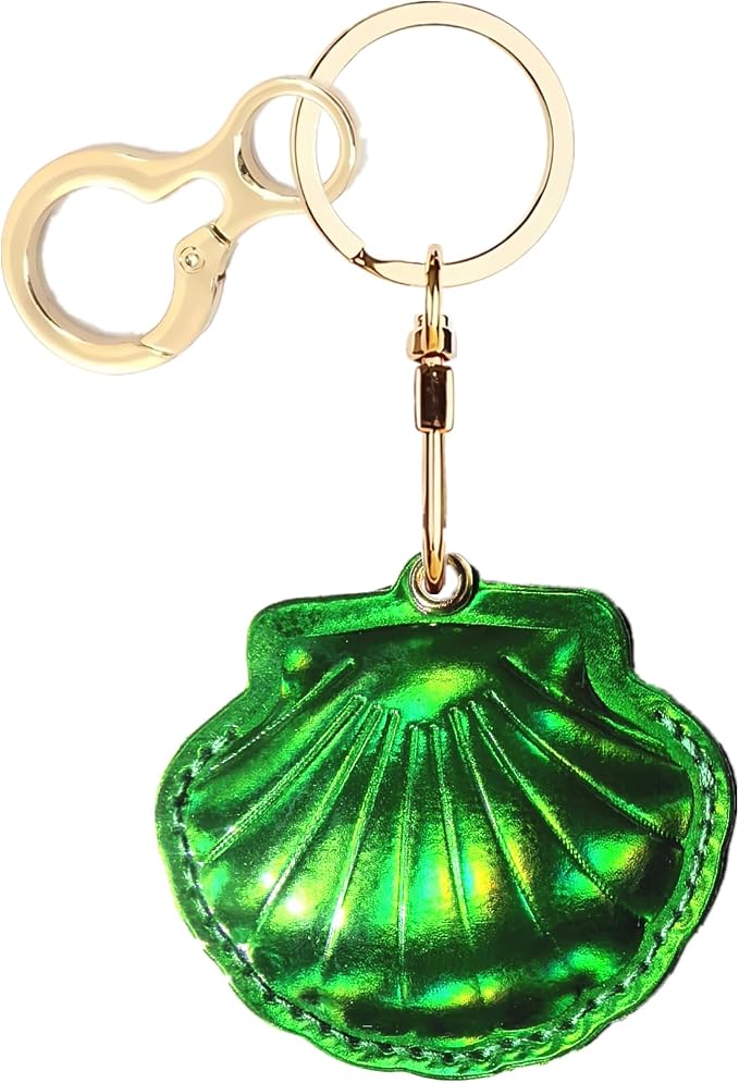 Leather Keychain Holder Case Compatible with AirTag,Cute Protective Bright Cover with Keyring,Anti-Scratch Finder GPS Tracker Case for Wallet Keys,bag,pets,Backpack(Green)