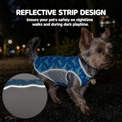 UPF 50+ Sun Protection Dog T-Shirt, 2 Pack Lightweight Sleeveless Dog Vest for Small Medium Dogs Boy – Reflective Strips, Quick-Dry Pet Apparel, Sports Fan Shirt P23ST00507XL