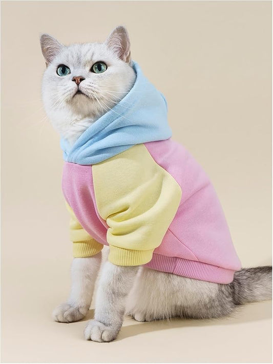 QWINEE Basic Dog Hoodie Sweatshirt Puppy Sweater Warm Cat Costumes Pet Clothes for Chihuahua Puppy Kitten Small Medium Dogs Pink Large
