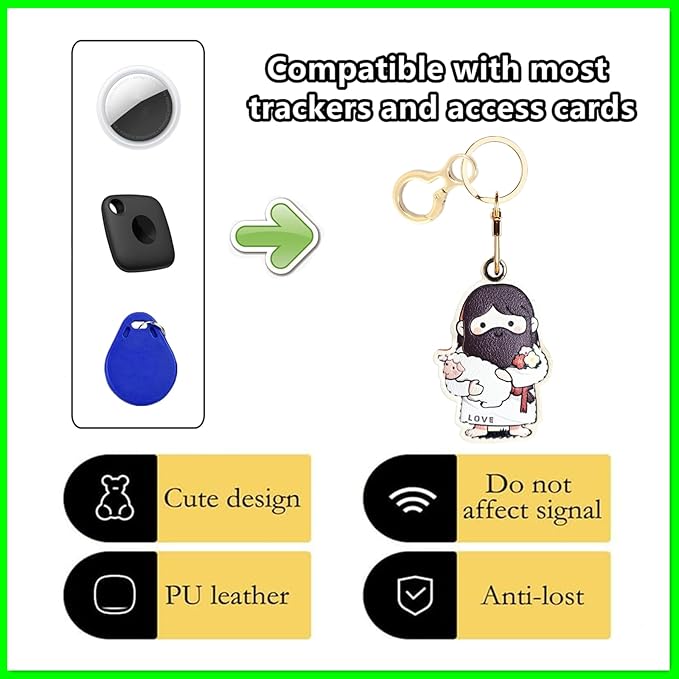 Leather Keychain Holder Case Compatible with AirTag,Cute Protective Cover with Keyring,Anti-Scratch Finder GPS Tracker Case for Wallet Keys,Bag,Pets,Backpack(E)