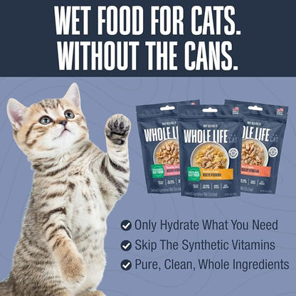 Whole Life Cat Freeze Dried Cat Food - Human-Grade Wet Food Toppers, Snacks & Lickable Treats, Instantly Hydrating Natural Broth Just Add Water - Salmon & Tuna, 4.5 Oz