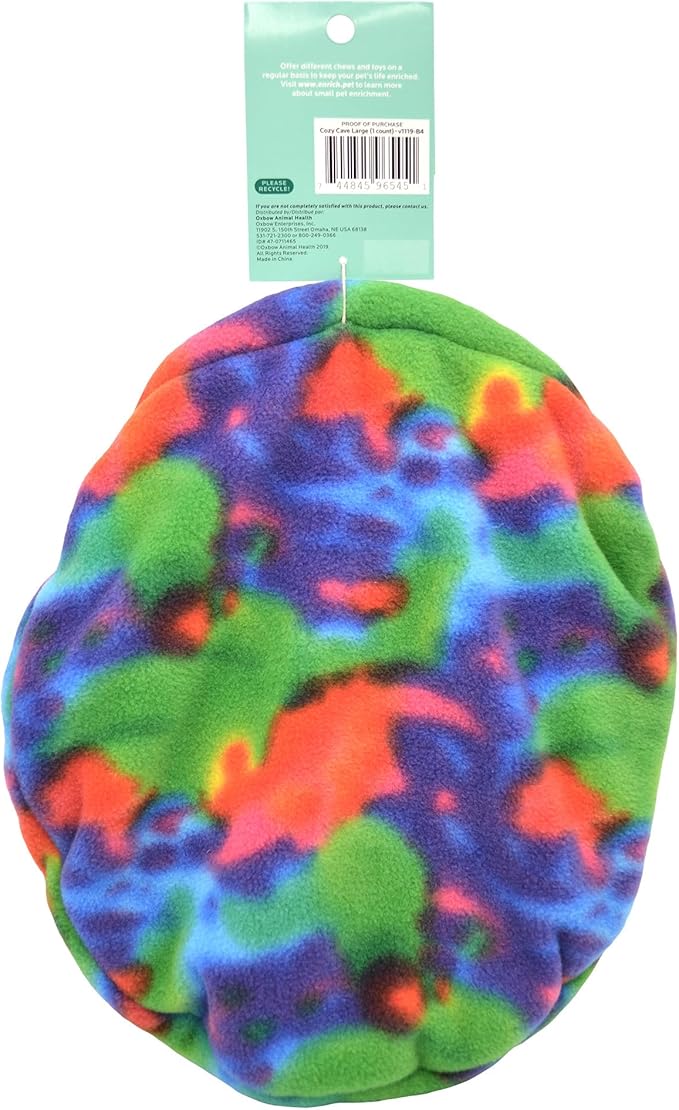 Oxbow Enriched Life Cozy Cave, Large, Guinea Pig Hideout, Bunny Hideaway, Rabbit Bed, Polar Fleece Small Animal Hideout for Guinea Pig Cage, Bunny Enrichment, Rat & Chinchilla Habitat Accessory