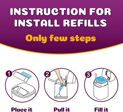 Cat Litter Refill Bags Compatible with Genie Easy Roll Litter Bin, 50 Count Bags Long Lasting Cat Bag Cartridge, 7-Layer Odor Control, Leak-Proof & Easy Tear Design