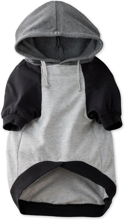 Pet Passion Rocky – The Original Lightweight Hooded Tee 100% Organic Cotton Dog Hoodie Pet Coat Sweater for All Sized Dogs, Heather Gray Color Block, X-Small (5-12 lbs)