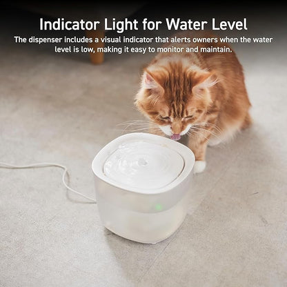 ELECOM Silent Pet Water Fountain for Cats and Dogs, 9dB Ultra Quiet Operation, 2L Capacity, Easy to Disassemble & Clean, 3-Layer Filtration, Wireless Pump, LED Light Modes (Black)