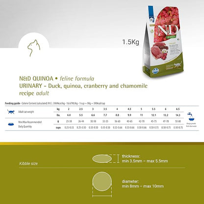 Farmina N&D, Quinoa Urinary Duck Formula Adult Dry Cat Food, 3.3lb
