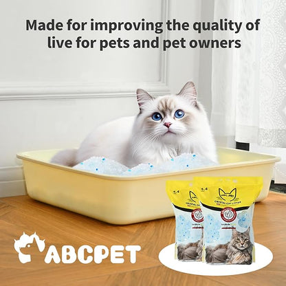 ABCPET Cat Litter Crystals No Clumping Odor Control Kitty Litter Non-Clumping No scooping Low Dust, Low Tracking, Dehydrates Waste - 17.2 lbs (4 x 4.3 lb Packs)