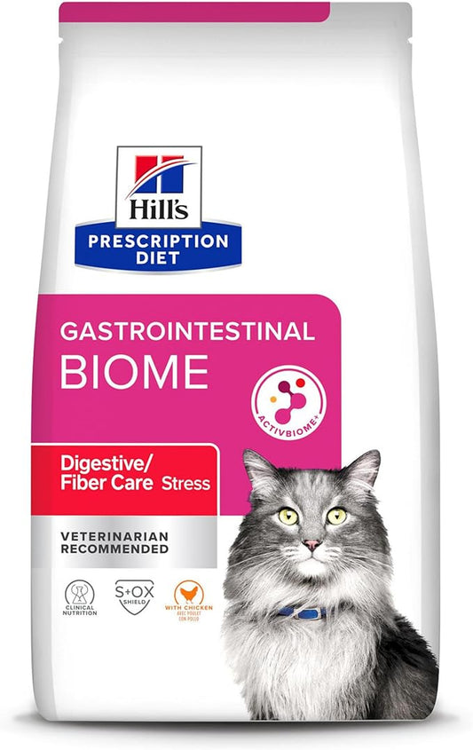 Hill's Prescription Diet Gastrointestinal Biome Stress Digestive/Fiber Care Dry Cat Food, Chicken, 4 lb. Bag