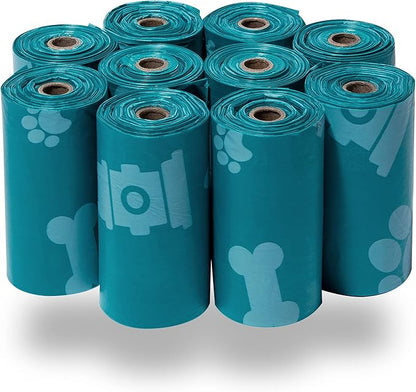 Best Pet Supplies Dog Poop Bags for Waste Refuse Cleanup, Doggy Roll Replacements for Outdoor Puppy Walking and Travel, Leak Proof and Tear Resistant, Thick Plastic - Turquoise, 150 Bags