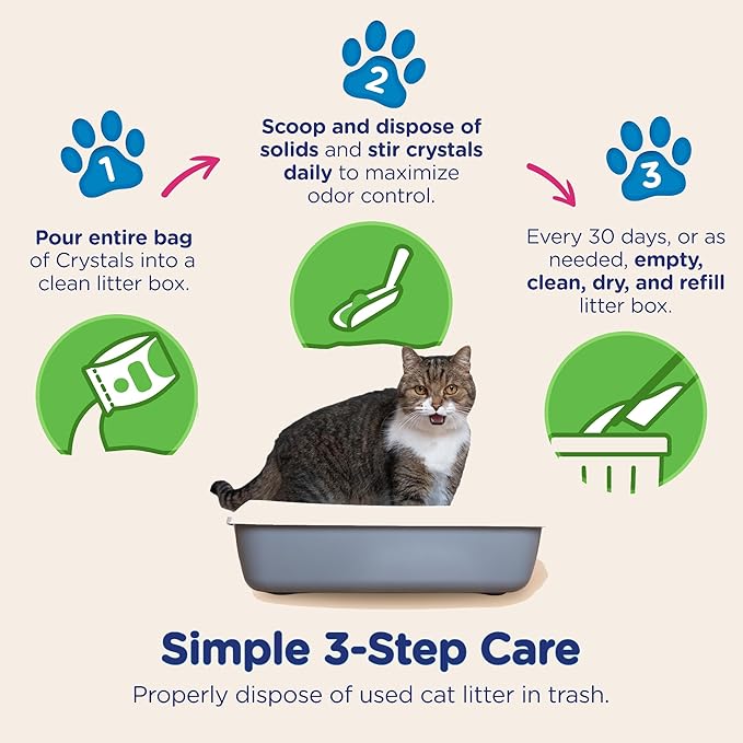 Cat’s Pride Micro Crystals Cat Litter, Non-Clumping, Scented, 30-Day Odor Control, 99% Dust Free, Lightweight, Soft on Paws, 6.5lb Bag (Pack of 2)