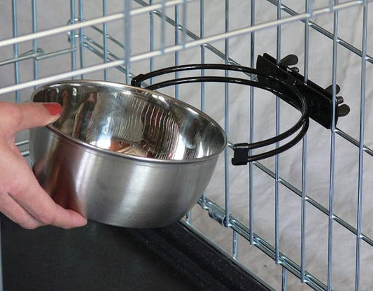 MidWest Homes for Pets Snap'y Fit Stainless Steel Food or Water Bowl, Holds 10 Ounces, Mounts to Wire Crates, No-Tip Design, Rust-Resistant, for Small Dogs and Cats
