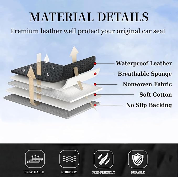 Coverado Car Seat Covers Full Set, Front Seat Cover and Back Seat Covers for Cars, Faux Leather Waterproof Seat Covers, Car Seat Protectors, Automotive Seat Covers Universal for Most Vehicles Red