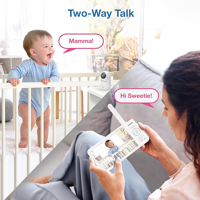 VTech Advanced HD Baby Monitor – 5.5" 720P IPS Screen, Pan-Tilt-Zoom Camera, No WiFi, Long Battery, Night Light, 2-Way Talk, Lullabies, Soothing Sounds