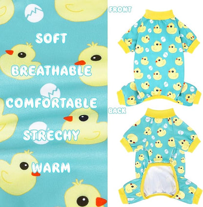 XPUDAC 4 Pieces Dog Pajamas for Small Dogs Pjs Clothes Puppy Onesies for Doggie Duck Shirts Sleeper for Pet Cats Jammies-XXL