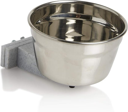 Lixit® Stainless Steel Kennel Food or Water Bowl - Non Spill Hanging Removable Crate Bowls - Carrier Cage Dish for Dogs or Cats for Feeding and Drinking (Stainless Steel, 20 Ounce (Pack of 2))