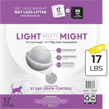 Purina Tidy Cats LightWeight With Glade Clean Blossoms Multi-Cat, Clumping, Low Dust, Scented Cat litter - 17 lb. Box
