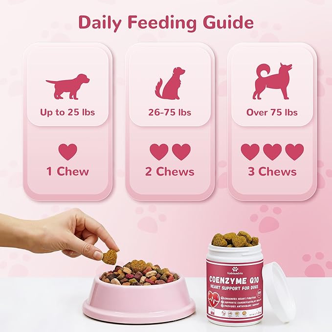 Heart Support Supplement for Dogs, Taurine for Senior & Puppy Dogs, Dog Multivitamin with CoQ10 & L-Carnitine for Heart, Cardiovascular & Antioxidant Support - 200ct