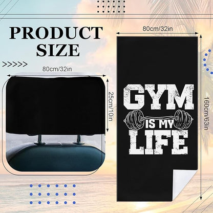 1 Pack Car Towel Seat Covers with Storage Bag, Multifunctional Towel for Gym Outdoor Sport, Picnic, Beach, Pet Dog Travel,Non-Slip Washable Car Seat Protector (Gym is Life)