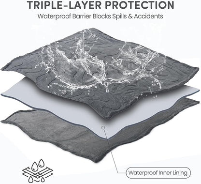 Waterproof Dog Blanket for Small Dog – Double Sided Washable Cat Puppy Blanket, Soft, Warm, Pet Throw Essentials, Grey M(40×28)"