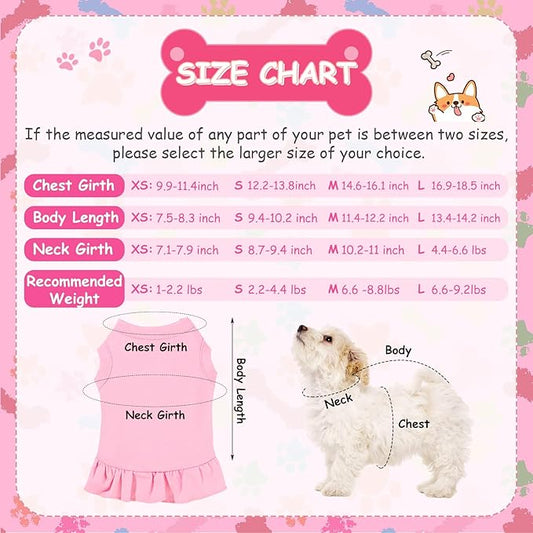 6 Pieces Dog Dresses Shirt Skirt Sleeveless Dress Breathable Pet Shirts with Ruffles Puppy Sundress Outfits for Dogs and Cats (L Size)