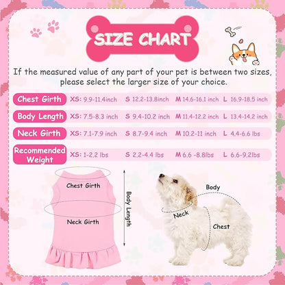 Weewooday 6 Pieces Dog Dresses Cats Shirt Skirt Dog Sleeveless Outfits Breathable Pet Dress with Ruffles Pet Sundress Outfits for and (M Size)