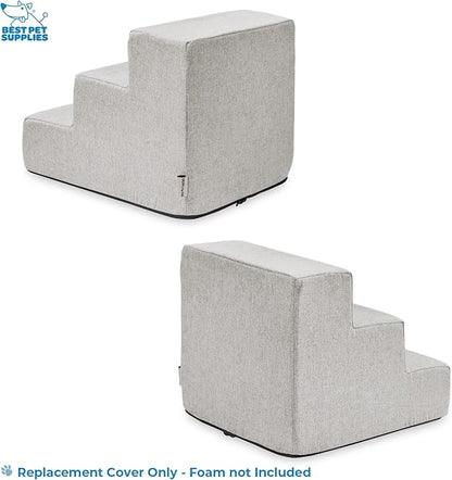 Best Pet Supplies Dog Stairs & Steps - Foam Steps for Small Dogs & Cats, Non-Slip Indoor Balanced Pet Step Support, Dog Ramp, No Assembly, Sand, 3-Step