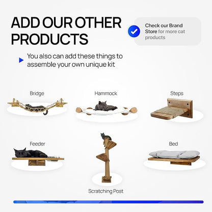 Cat Wall Bed, Wall-Mounted Wooden Corner Bed, Wall Furniture, Cat Corner Wall Shelf Bed with Cushion, Easy to Install (Clear, Pillow Color)