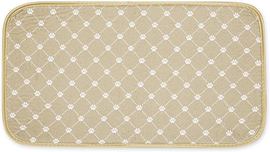 Bone Dry Machine Washable, Ultra Absorbent Pet Mat, 10x18, Taupe Trellis Print