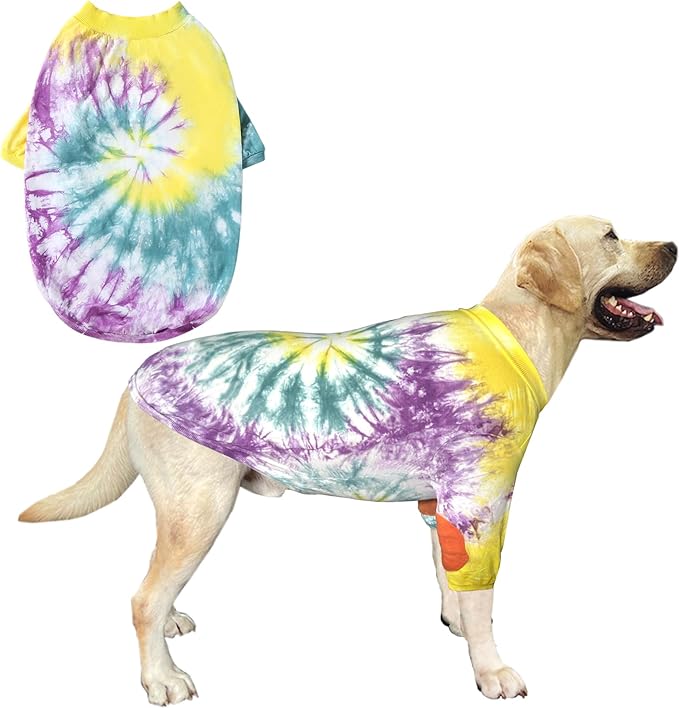 Dog Cotton Colorful Purple Yellow T-Shirts Soft and Stretchy Dog Shirt Pajamas Pets Clothes for Large Dogs(XL Purple)